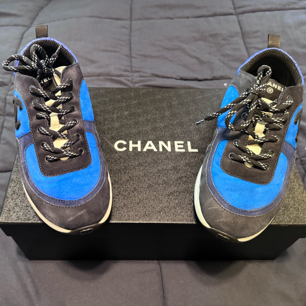 CHANEL Blue and Black Athletic Sneakers